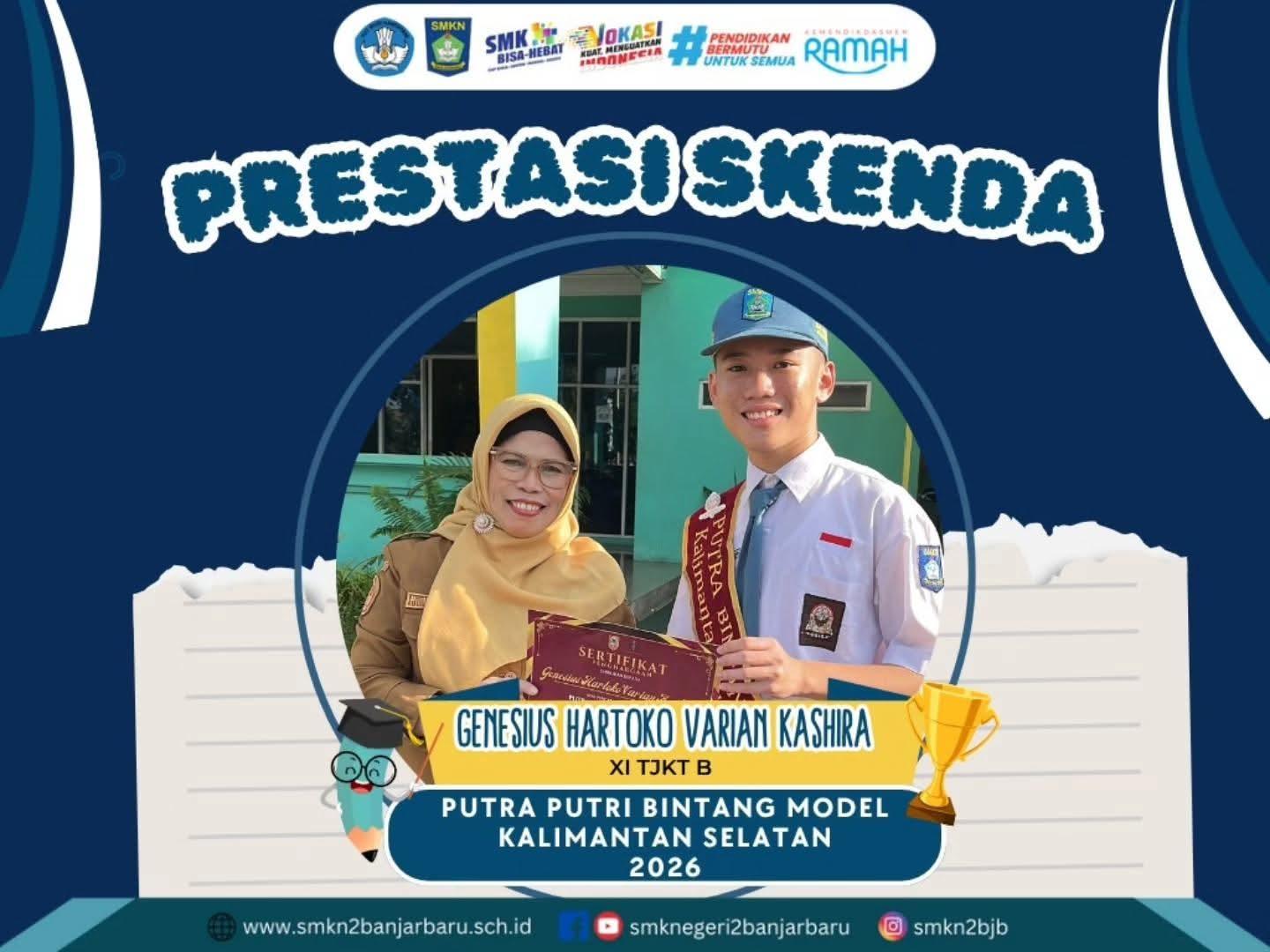 Siswa XI TJKT B SMKN 2 Banjarbaru Raih Prestasi di Ajang Putra Putri Bintang Model Kalimantan Selatan 2026
