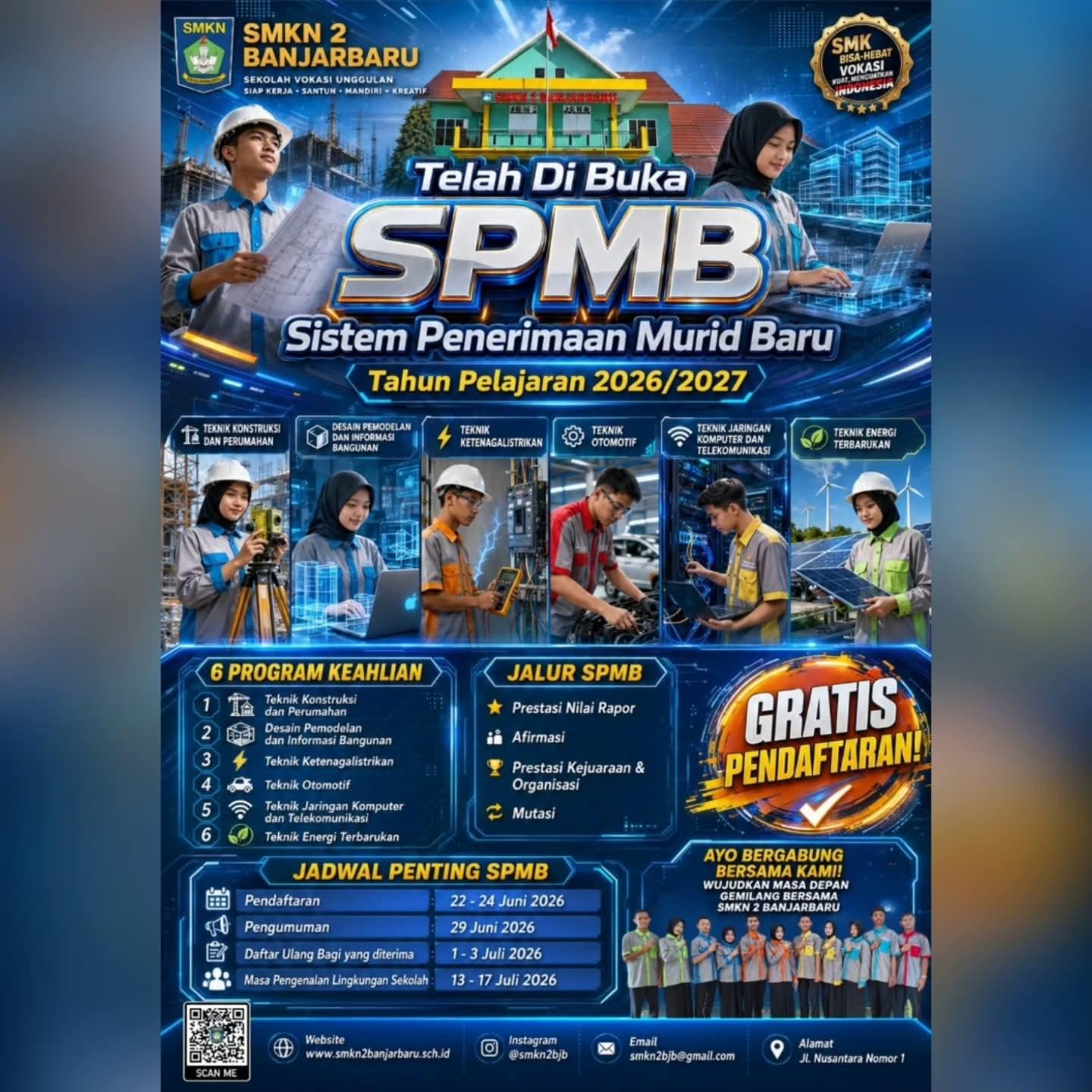 Sistem Penerimaan Murid Baru (SPMB) SMKN 2 Banjarbaru Tahun Pelajaran 2026/2027